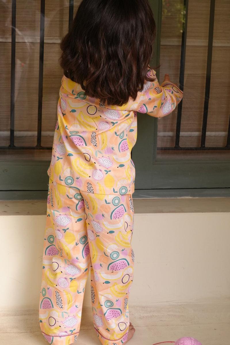 Summer Fruits Inspired Premium Italian Cotton Night Suit - Funny Bones Clothings