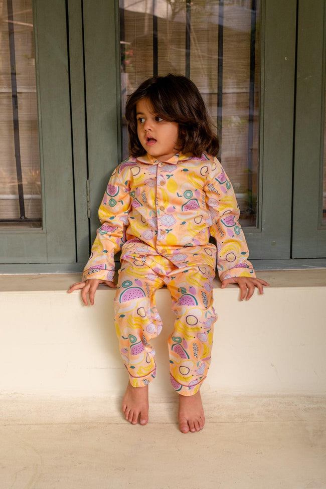 Summer Fruits Inspired Premium Italian Cotton Night Suit - Funny Bones Clothings