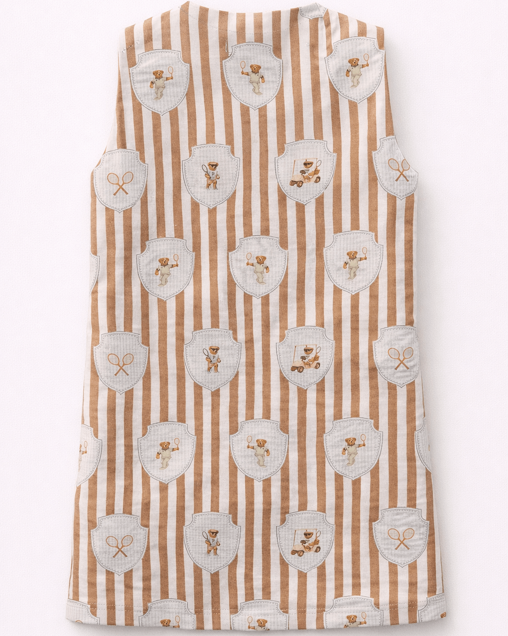 Teddy & Tennis Striped Print Premium Linen Dress - Funny Bones Clothings