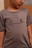 Tencel™ Fabric Dino Walking in Forest Themed Embroidered Half Sleeves T-Shirt - Funny Bones Clothings
