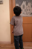 Tencel™ Fabric Dino Walking in Forest Themed Embroidered Half Sleeves T-Shirt - Funny Bones Clothings