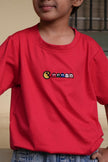Tencel™ Fabric Pacman Inspired Embroidered Half Sleeves T-Shirt - Funny Bones Clothings