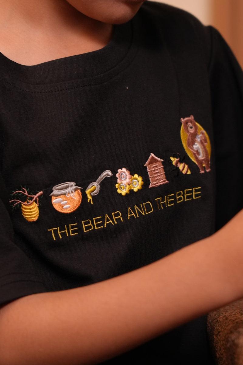 Tencel™ Fabric The Honey and The Bear Story Inspired Embroidered Half Sleeves T-Shirt - Funny Bones Clothings