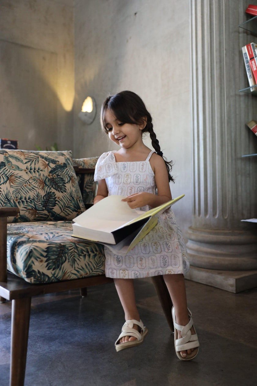 The Arbor Essence Print Pure Linen Dress - Funny Bones Clothings