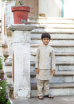 The Aristocrat Pure Linen Hand Embroidered Koti Kurta Pajama Set - Funny Bones Clothings
