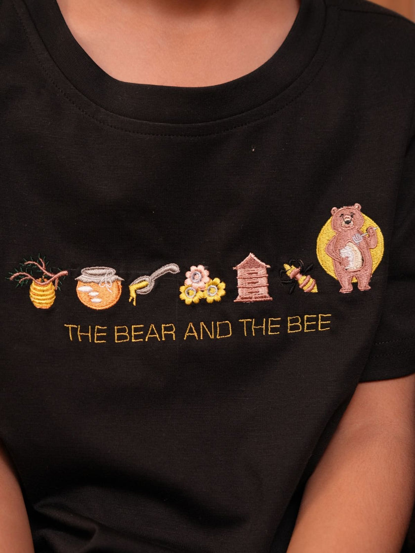 The Bear and The Bear Embriodered Pure Tencel T Shirt and Joggers Coord Sets - Funny Bones Clothings