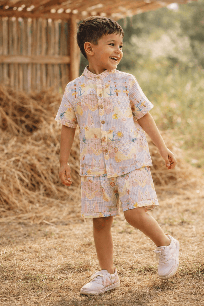The Dreamy Sea Life Print Premium Linen Coord Set - Funny Bones Clothings