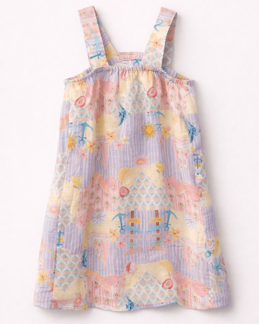 The Dreamy Sea Life Print Premium Linen Dress With Rosette - Funny Bones Clothings