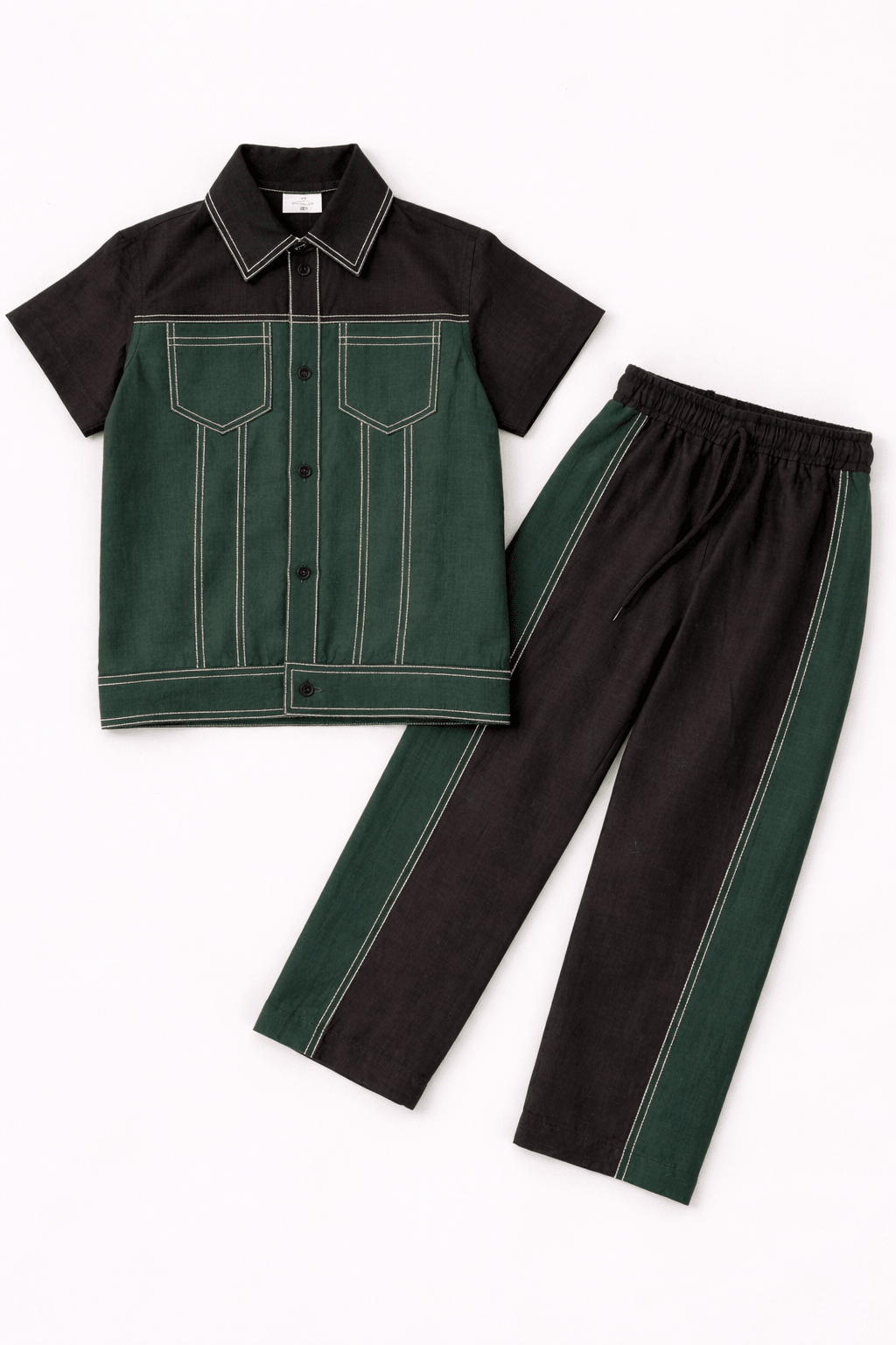 The Emerald Shadow Premium Linen Coord Set - Funny Bones Clothings