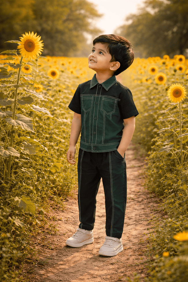 The Emerald Shadow Premium Linen Coord Set - Funny Bones Clothings