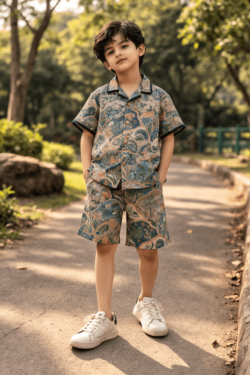 The Entricing Jungle Themed Pure Linen Coord Set - Funny Bones Clothings