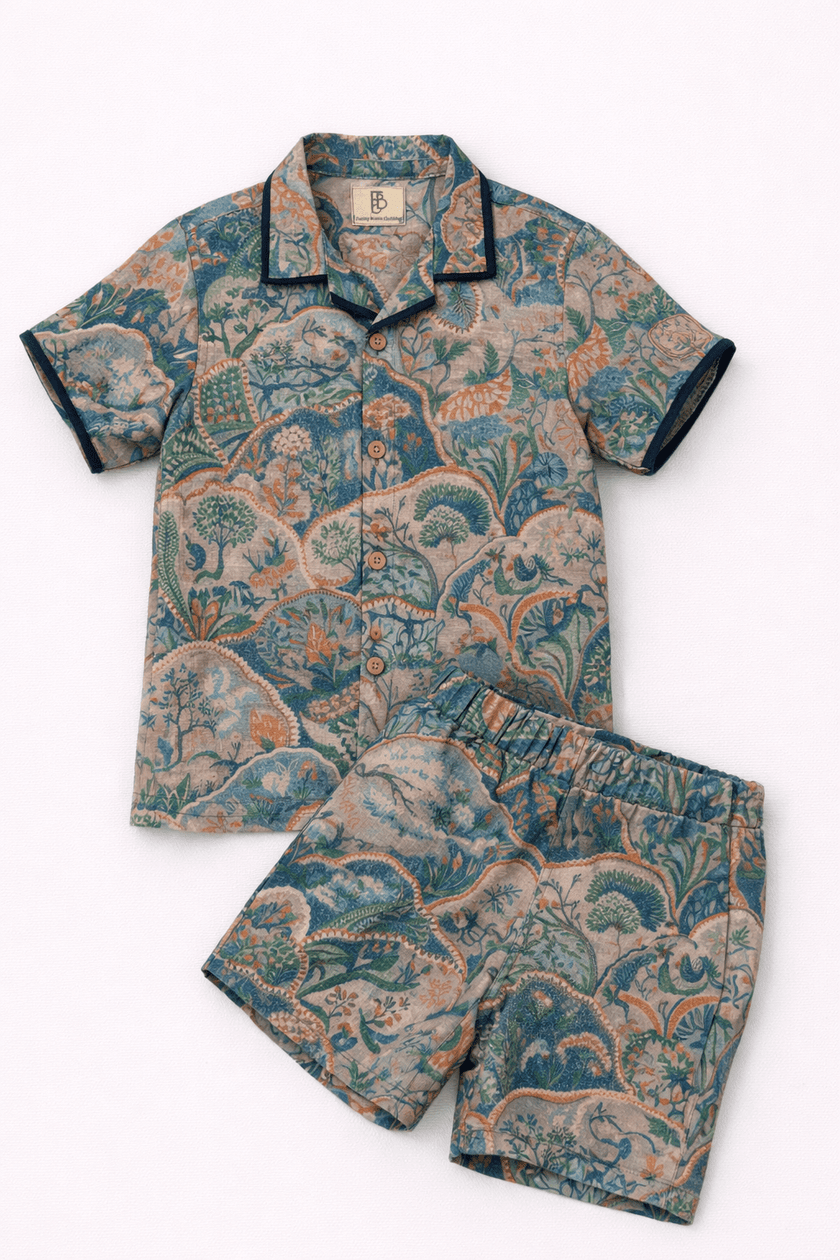 The Entricing Jungle Themed Pure Linen Coord Set - Funny Bones Clothings