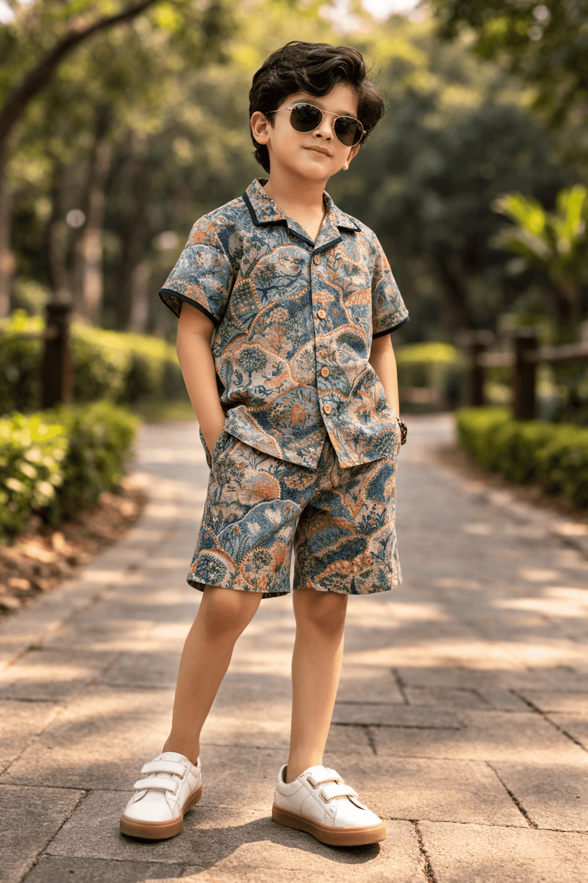 The Entricing Jungle Themed Pure Linen Coord Set - Funny Bones Clothings
