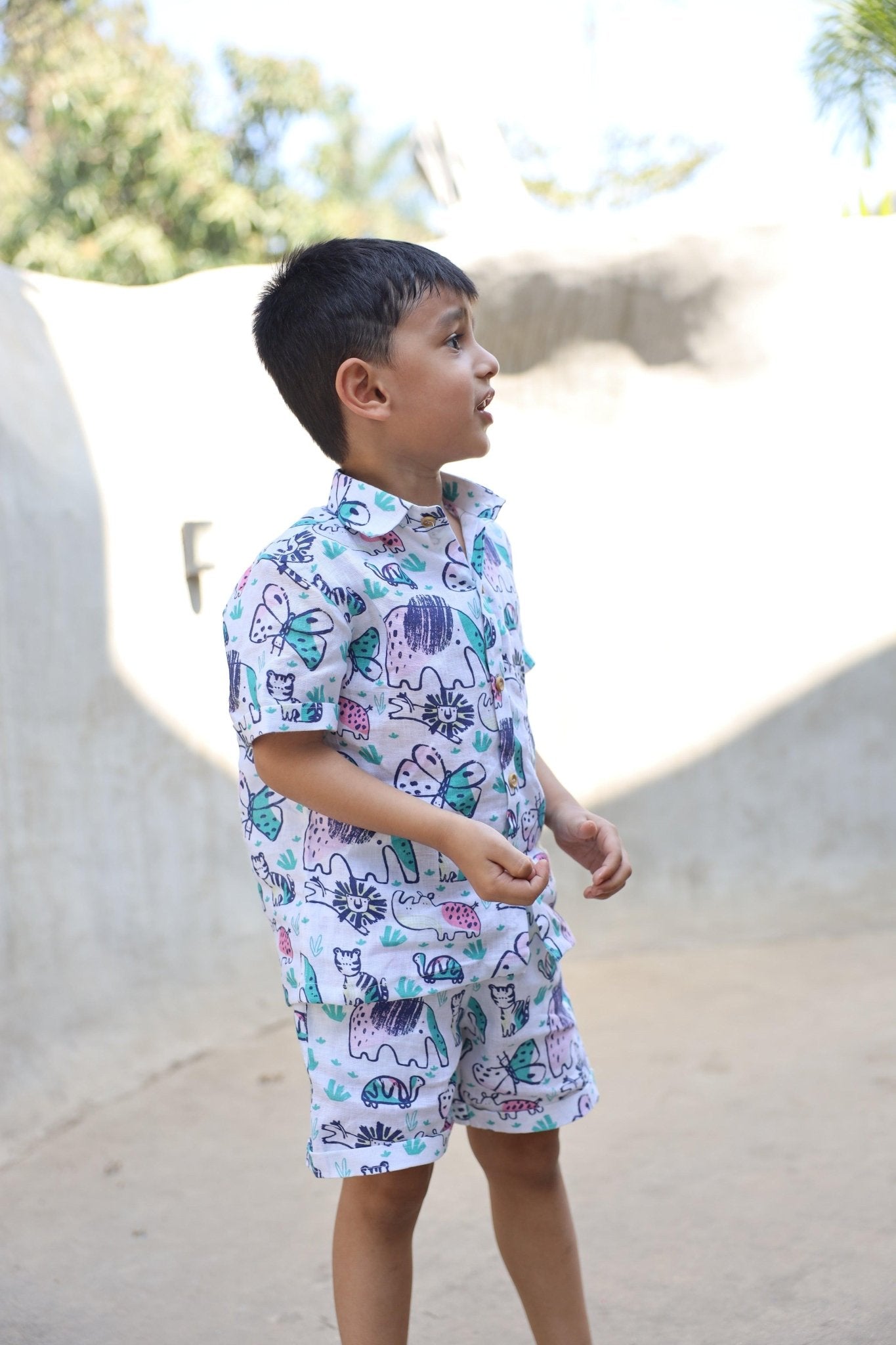 The Funny Fables Print Pure Linen Coord Set - Funny Bones Clothings