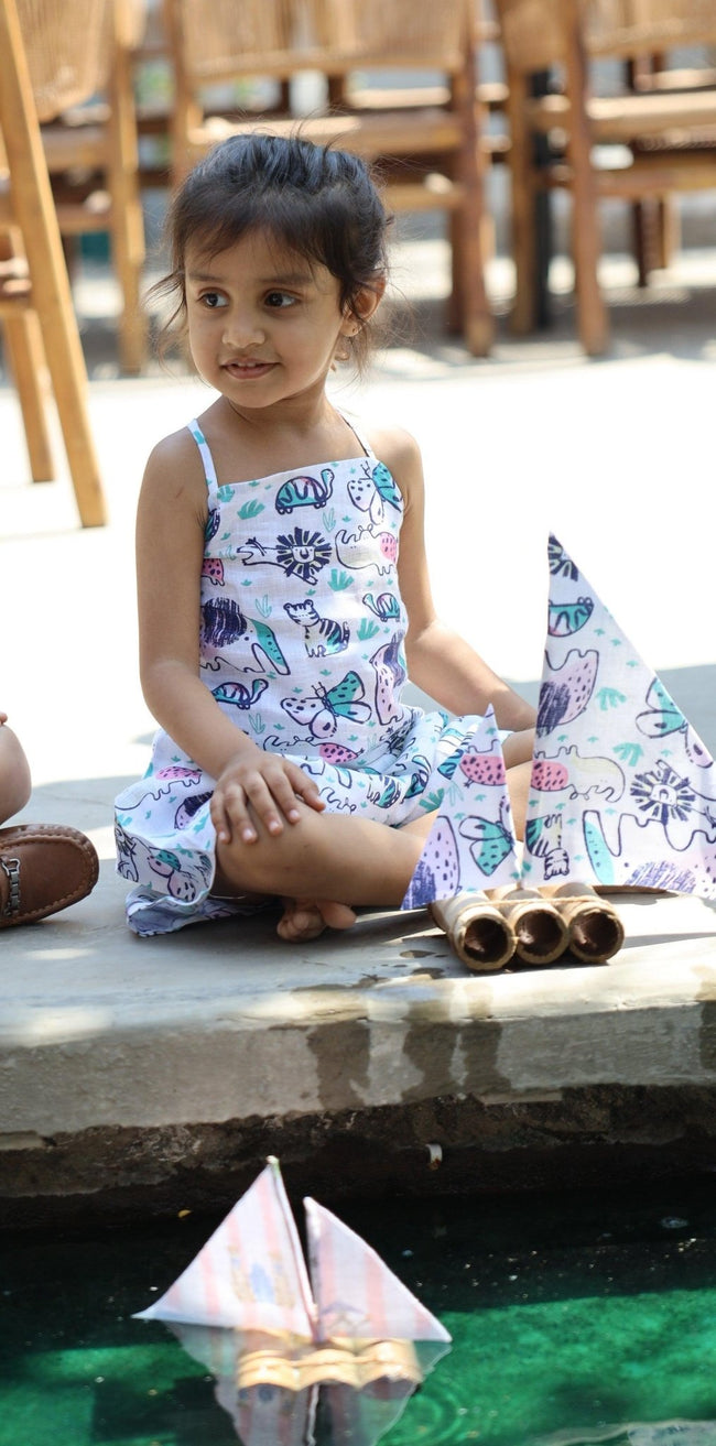 The Funny Fables Print Pure Linen Skirt top Coord Set - Funny Bones Clothings