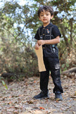The Imperial Stars And Shuttles inspired Pure Linen Handwork Unisex Coord Set - Black - Funny Bones Clothings