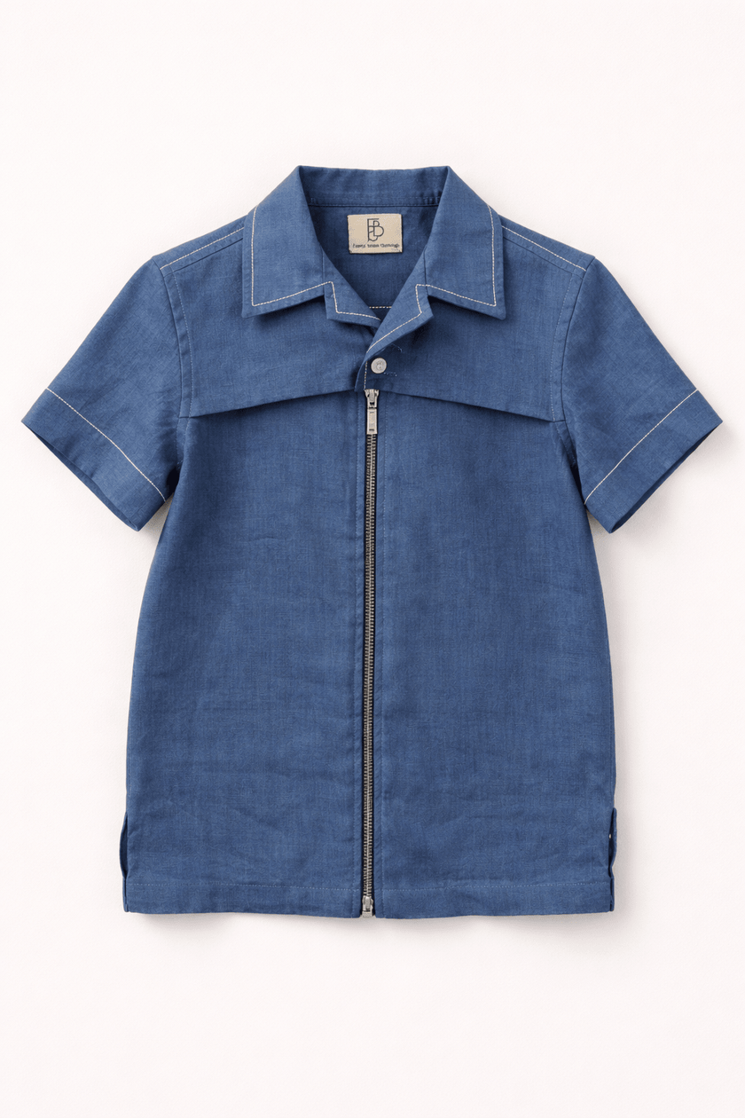 The Indigo Wave Solid Premium Linen Coord Set - Funny Bones Clothings