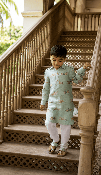 The Mare and Stallion Pure Linen Kurta Pajama Set - Funny Bones Clothings