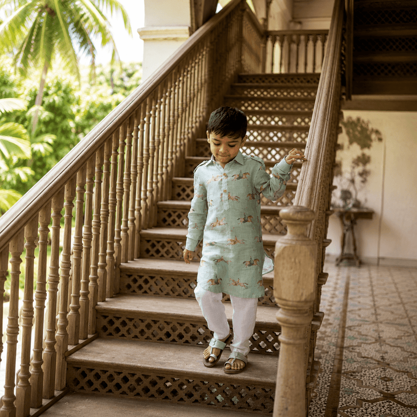 The Mare and Stallion Pure Linen Kurta Pajama Set - Funny Bones Clothings