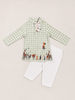 The Mint Green Checks Print Pure Bamboo Muslin Cotton Kurta Pajama Set - Funny Bones Clothings