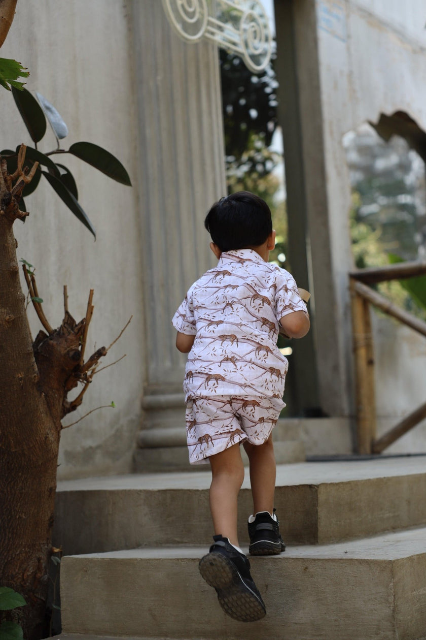 The Mystic Felines Print Pure Linen Coord Set - Funny Bones Clothings