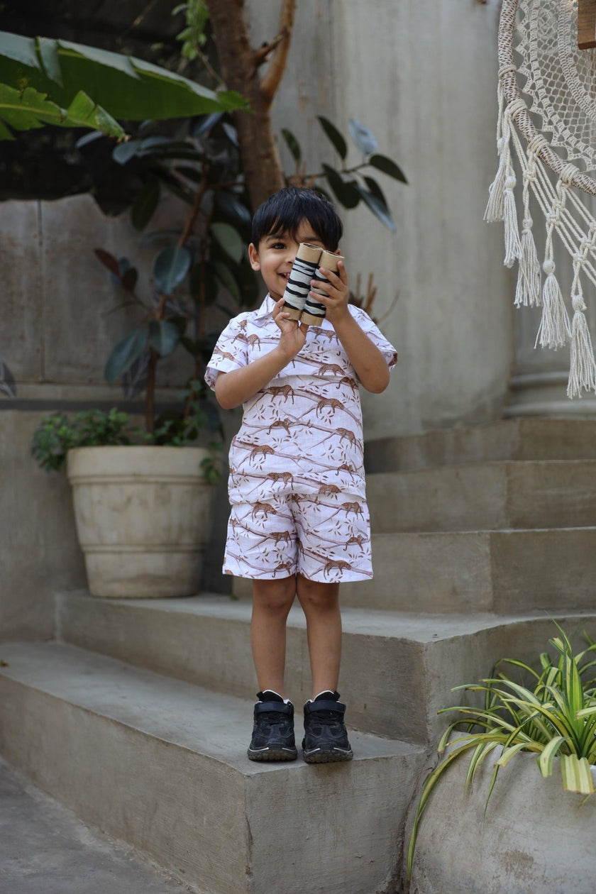 The Mystic Felines Print Pure Linen Coord Set - Funny Bones Clothings
