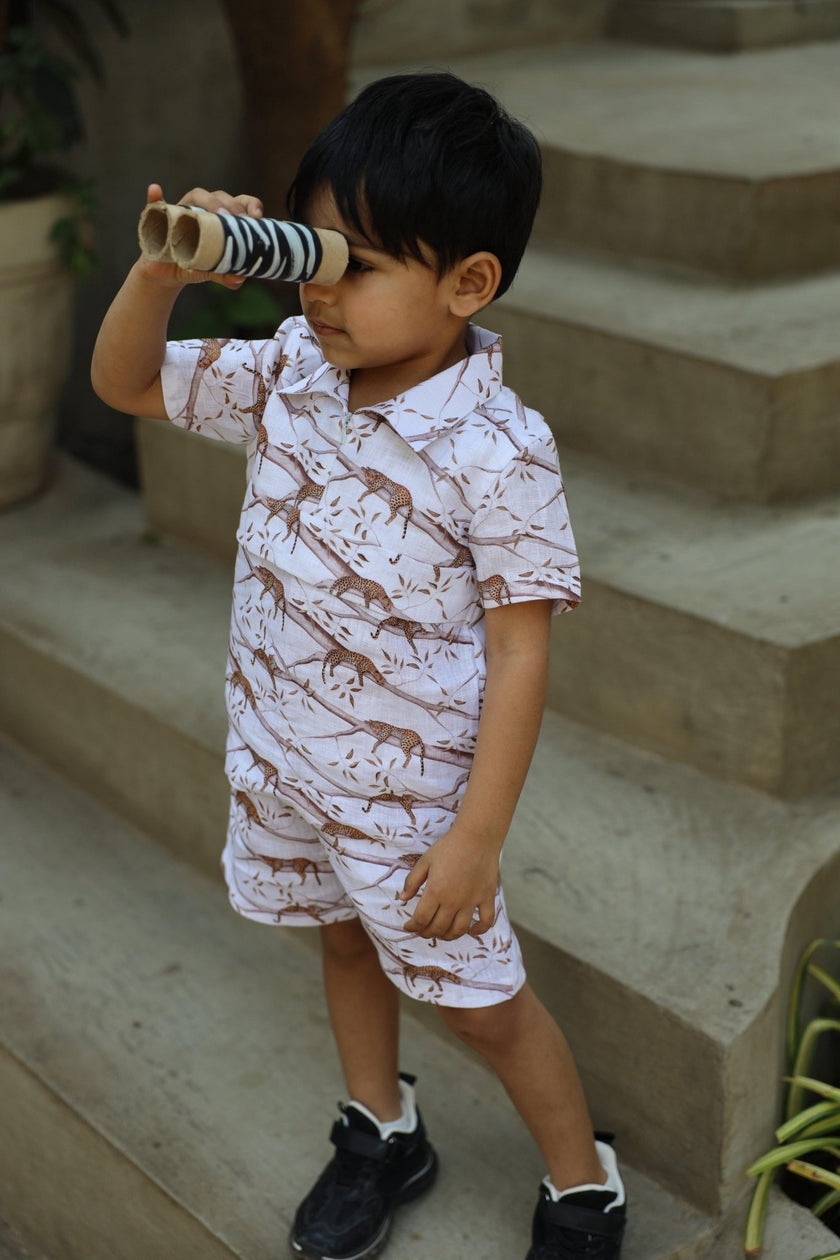 The Mystic Felines Print Pure Linen Coord Set - Funny Bones Clothings