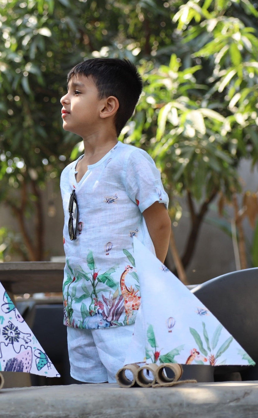 The Natures Flight Print Pure Linen Coord Sets - Funny Bones Clothings