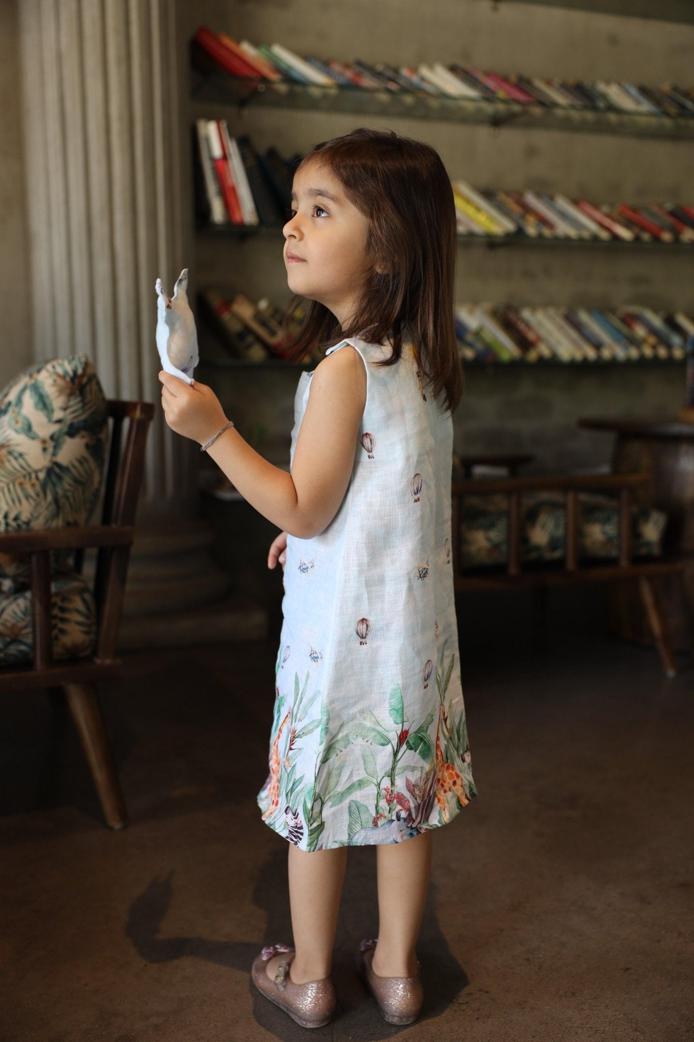 The Natures Flight Print Pure Linen Dress - Funny Bones Clothings
