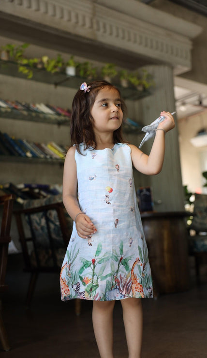 The Natures Flight Print Pure Linen Dress - Funny Bones Clothings
