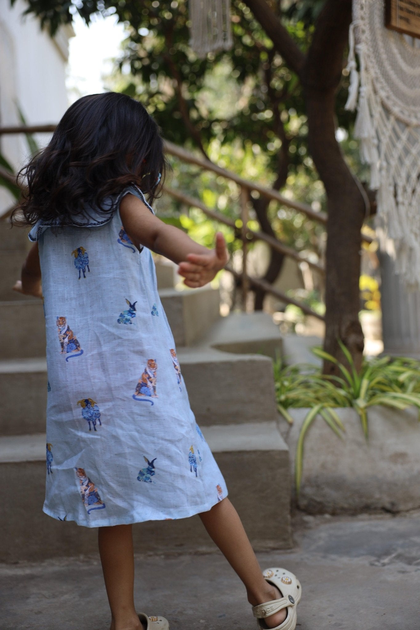 The Royal Toika Print Pure Linen Dress - Funny Bones Clothings