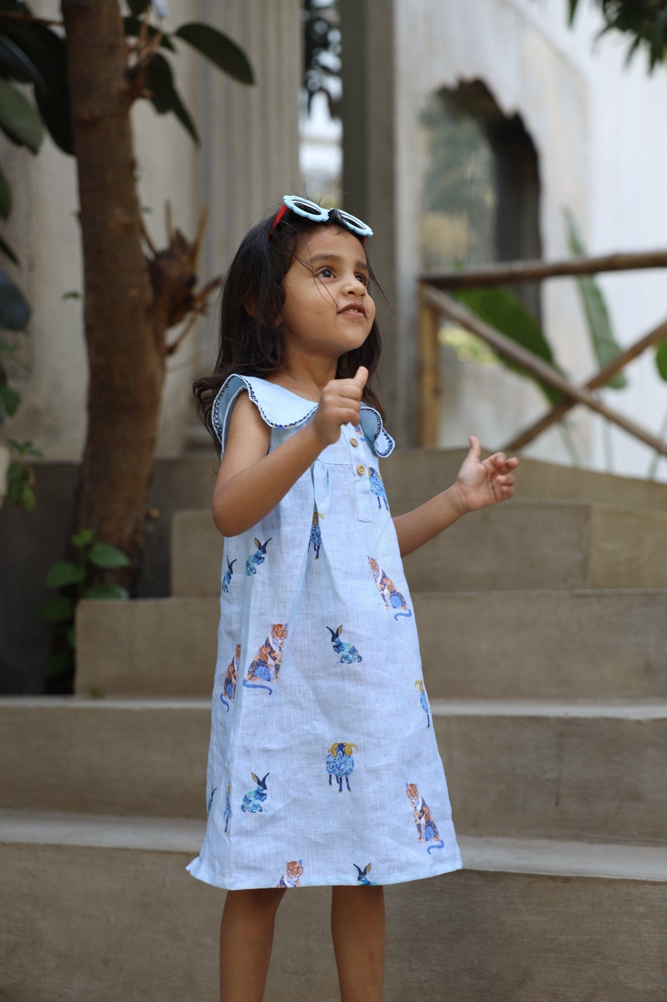 The Royal Toika Print Pure Linen Dress - Funny Bones Clothings