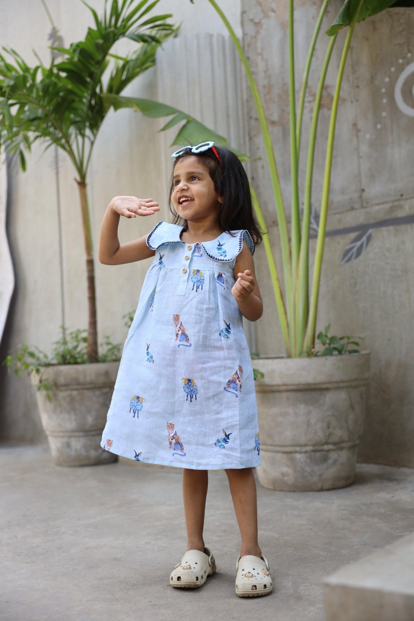The Royal Toika Print Pure Linen Dress - Funny Bones Clothings