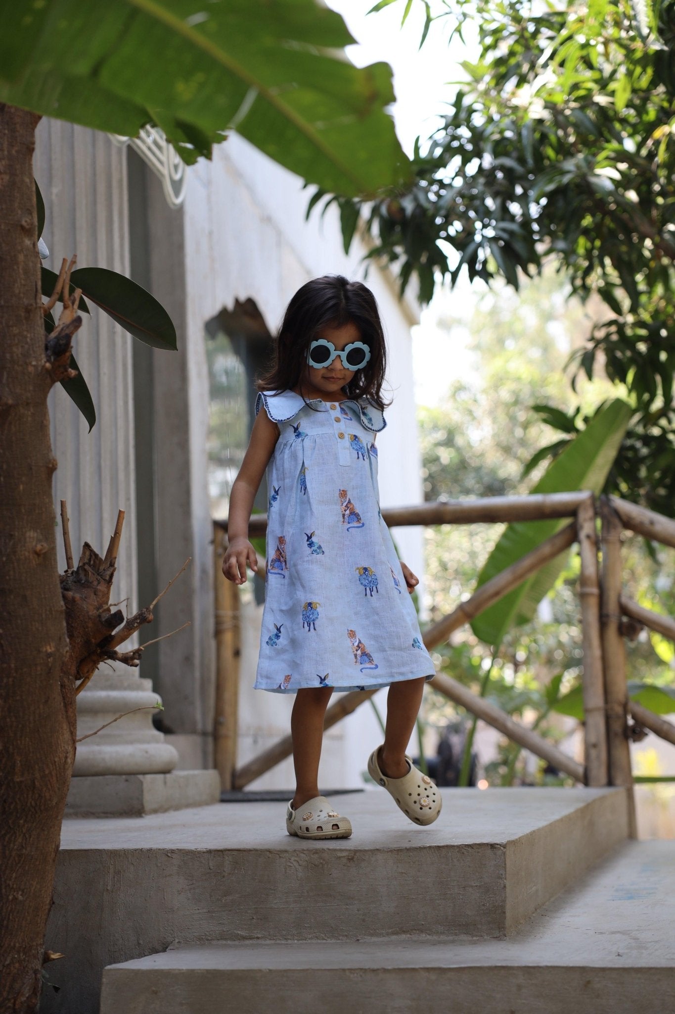 The Royal Toika Print Pure Linen Dress - Funny Bones Clothings