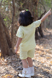 The Serenity By The Shore inspired Pure Linen Handwork Unisex Coord Set - Yellow - Funny Bones Clothings