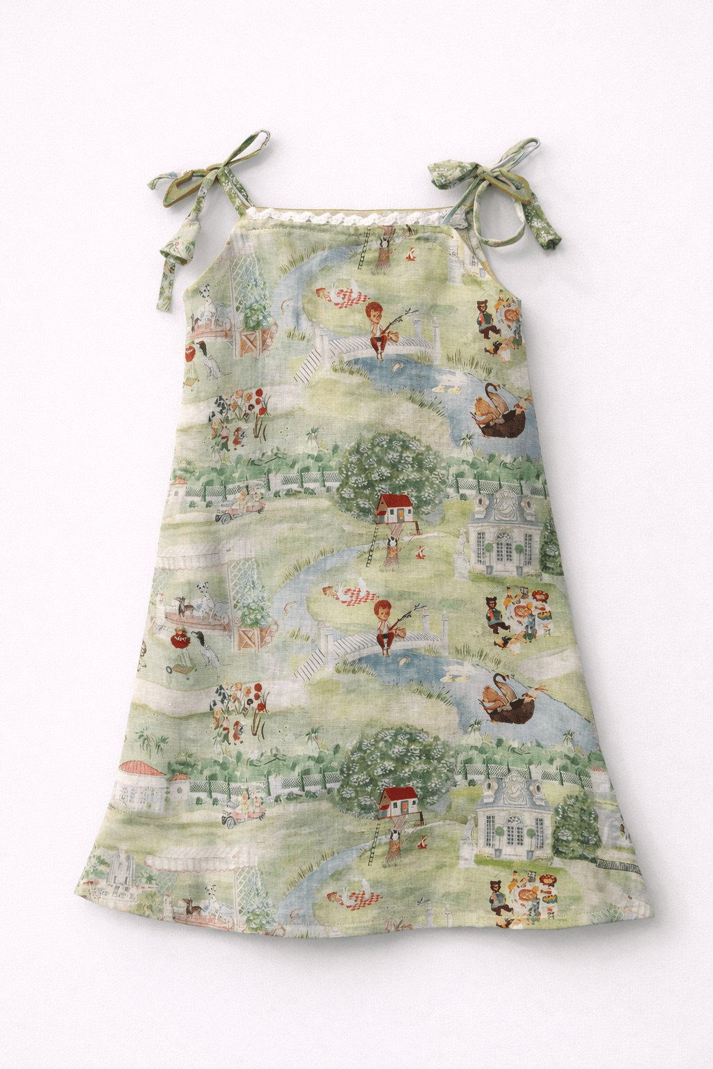The Squirrel Picnic Print Premium Linen Dress - Funny Bones Clothings
