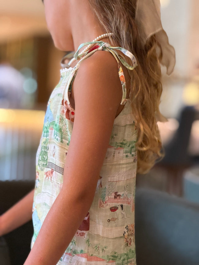 The Squirrel Picnic Print Premium Linen Dress - Funny Bones Clothings
