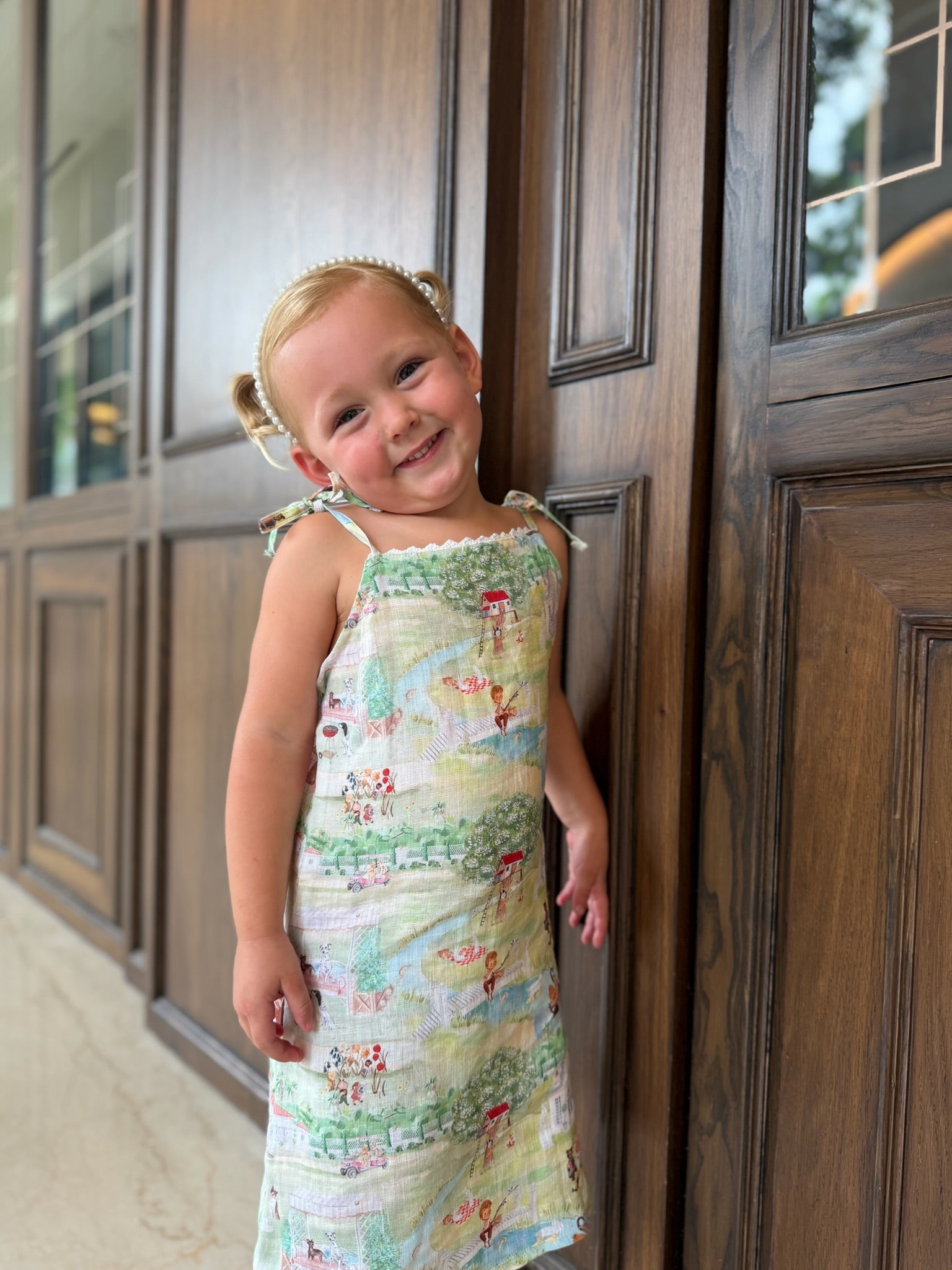 The Squirrel Picnic Print Premium Linen Dress - Funny Bones Clothings