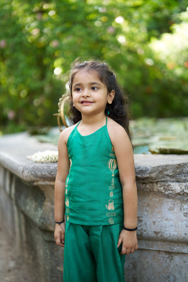 The Storyteller Pure Silk Girl's Kurti Palazzo Set - Funny Bones Clothings