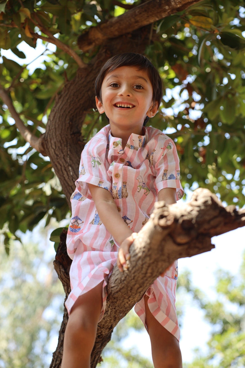 The Sultan's Tapestary Print Pure Linen Coord Sets - Funny Bones Clothings