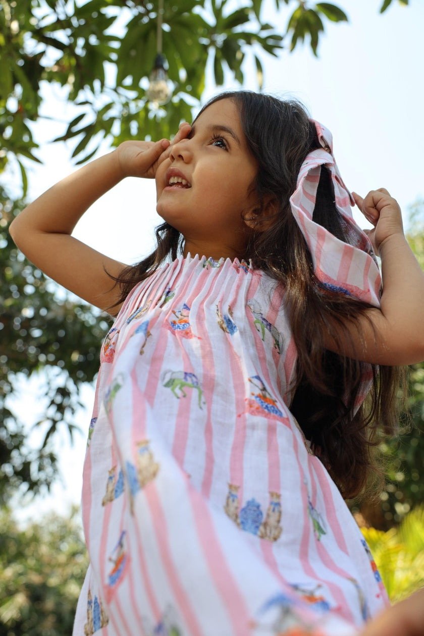 The Sultan's Tapestary Print Pure Linen Dress - Funny Bones Clothings