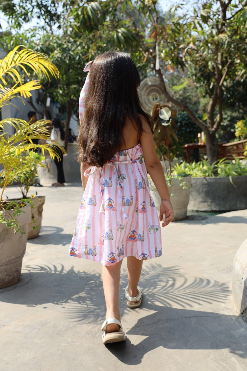 The Sultan's Tapestary Print Pure Linen Dress - Funny Bones Clothings