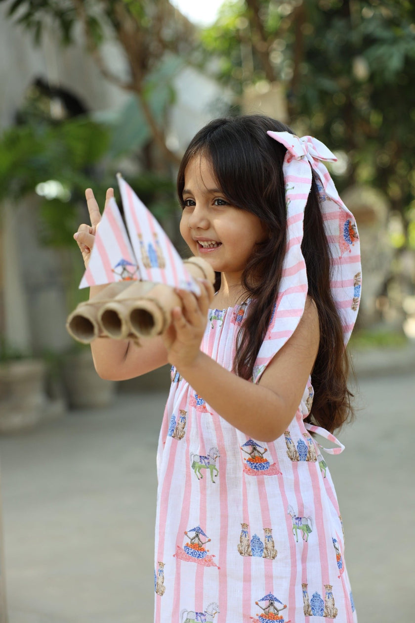 The Sultan's Tapestary Print Pure Linen Dress - Funny Bones Clothings