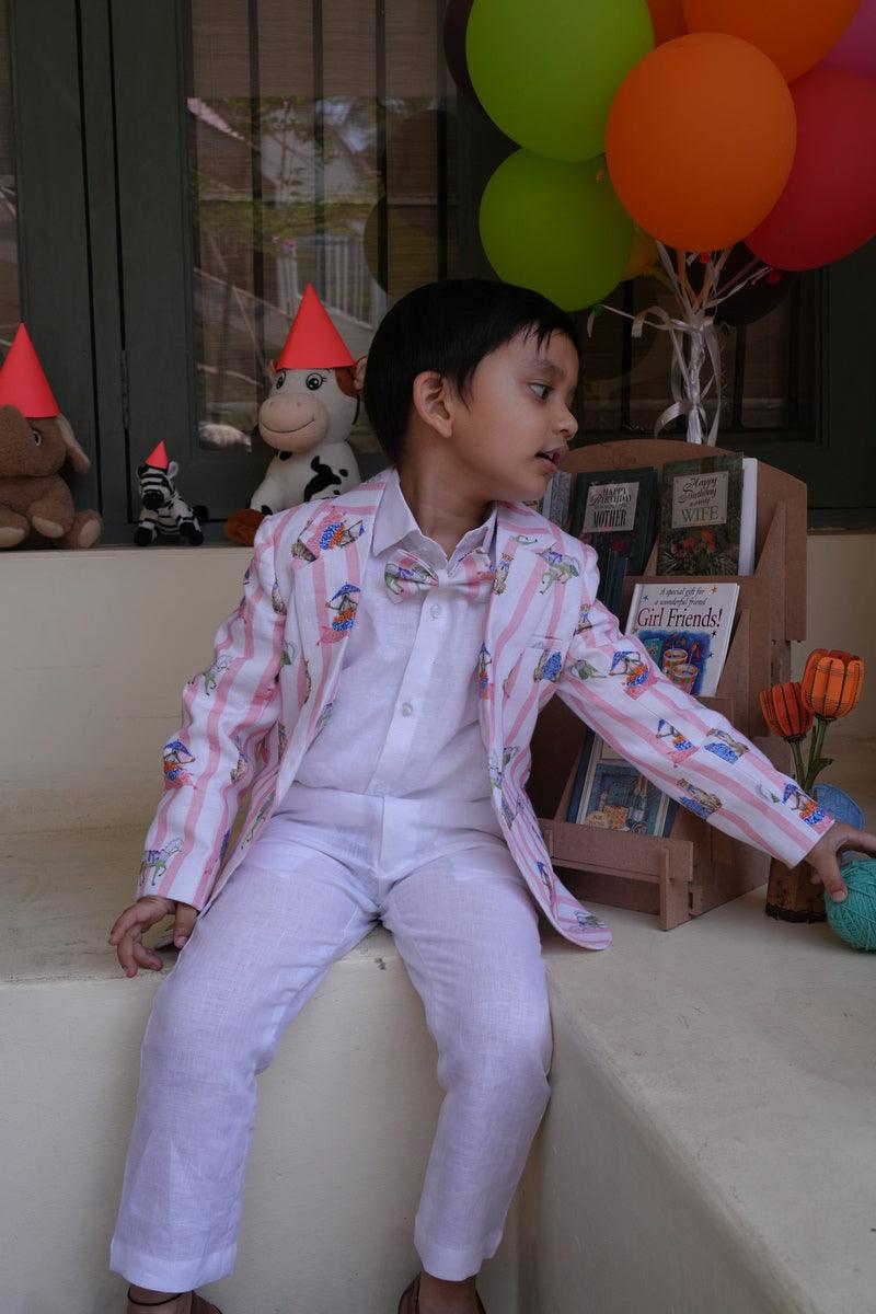 The Sultans Tapestary Printed Pure Linen Blazer Set - Funny Bones Clothings