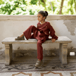 The Wanderers Girl's Pure Silk Kurti Pants Set - Funny Bones Clothings