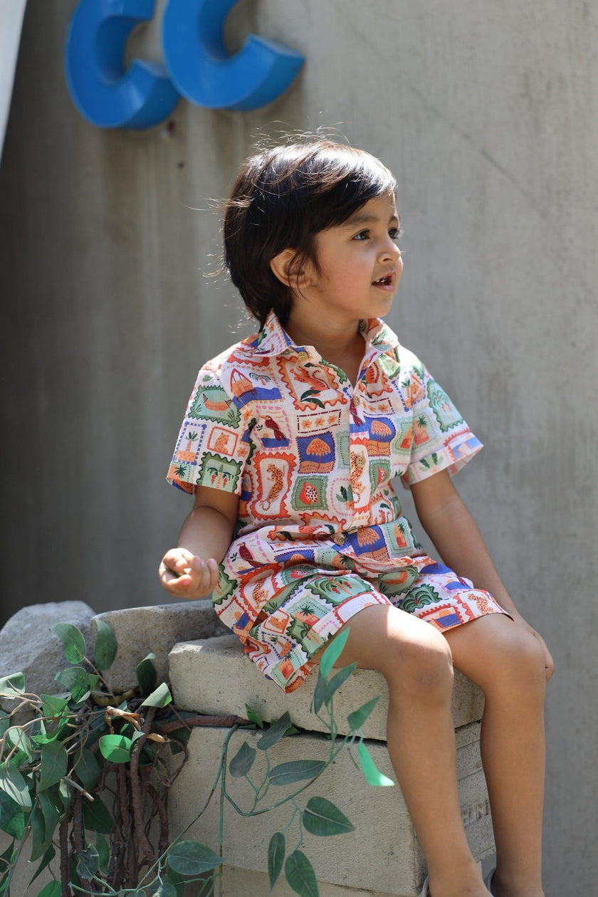 The Wild Emblem Print Pure Linen Coord Set - Funny Bones Clothings