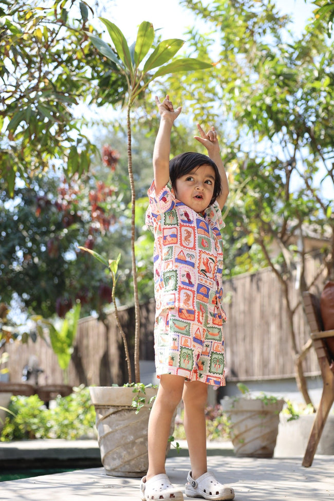 The Wild Emblem Print Pure Linen Coord Set - Funny Bones Clothings