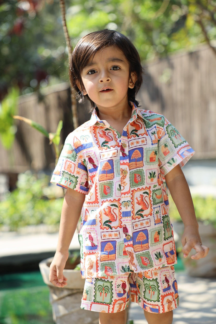 The Wild Emblem Print Pure Linen Coord Set - Funny Bones Clothings