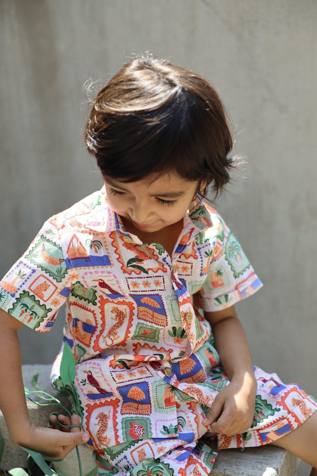 The Wild Emblem Print Pure Linen Coord Set - Funny Bones Clothings