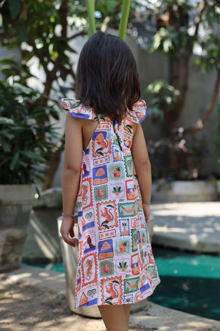 The Wild Emblem Print Pure Linen Dress - Funny Bones Clothings